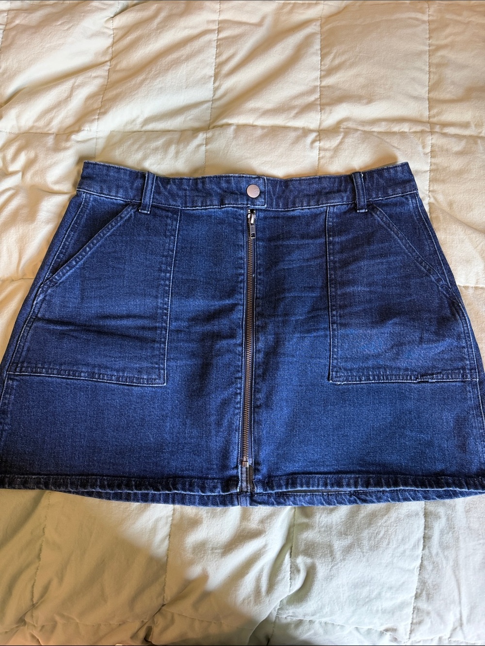 Madewell Dark Blue Denim Zip-Front Mini Skirt